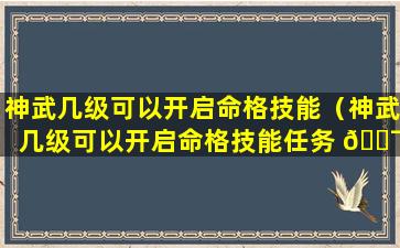 神武几级可以开启命格技能（神武几级可以开启命格技能任务 🐯 ）
